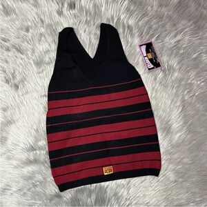 FB County Girl Charlie Browns Red Black Striped Tank Top XL/2X